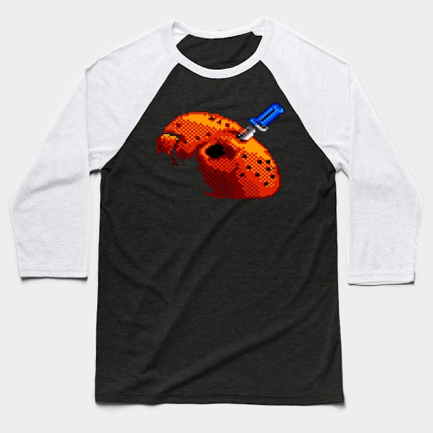 Jason Mask Pixel Art Nes Baseball T-Shirt by Karambola